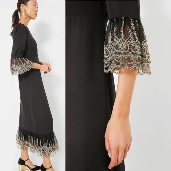 tuckernuck black and gold dress Tuckernuck Black Velvet Button Leighton Dress Black / M
